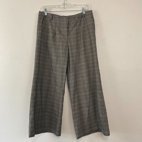 Cato Women's Pants Dress Plaid Gray Wide Leg Mid Rise Size 8 - Picture 1 of 13